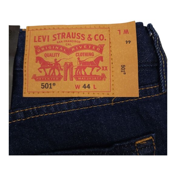 Levis 501 Mens 93 Straight Stretch Denim Shorts W44 Dark Rinse Button Fly - Picture 5 of 11
